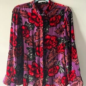 Alice + Olivia Women's Gorgeous Floral Top - Burn out Velvet Design - M